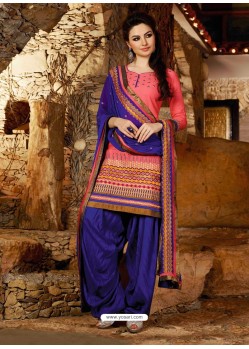 Blue Cotton Punjabi Patiala Suit