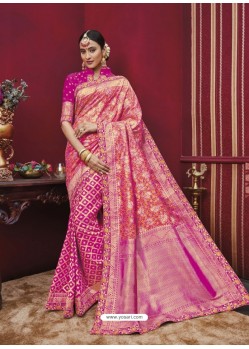 Exceptional Pink Silk Saree