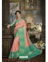 Peach Cotton Silk Saree