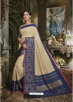 Light Beige Cotton Silk Saree