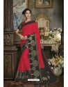 Crimson Cotton Silk Saree