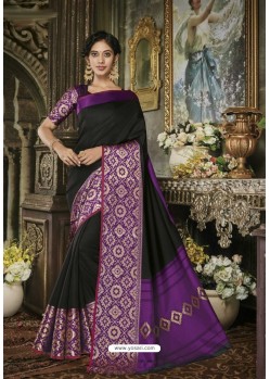 Black Cotton Silk Saree