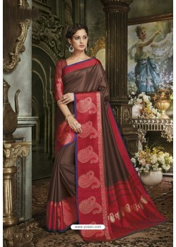 Coffee Cotton Silk Saree