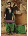Black And Green Cotton Punjabi Patiala Suit