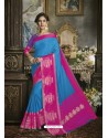 Blue Cotton Silk Saree