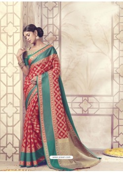 Spectacular Red Silk Saree