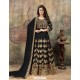 Black Faux Georgette Embroidered Floor Length Suit