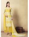 Yellow Cambric Cotton Embroidered Suit