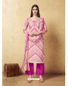 Magenta Cambric Cotton Embroidered Suit