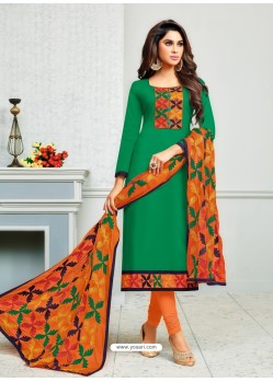 Forest Green Cambric Cotton Kalamkari Suit