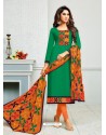 Forest Green Cambric Cotton Kalamkari Suit