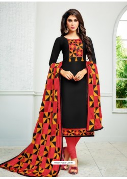 Black Cambric Cotton Kalamkari Suit