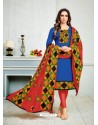 Royal Blue Cambric Cotton Kalamkari Suit