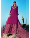 Deep Wine Pure Cotton Embroidered Palazzo Suit