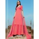 Peach Pure Cotton Embroidered Palazzo Suit