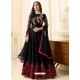 Adorable Black Raw Silk Embroidered Floor Length Suit