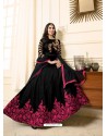 Georgeous Black Raw Silk Embroidered Floor Length Suit