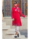 Red Cambric Cotton Embroidered Suit