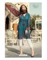 Teal Cambric Cotton Embroidered Suit