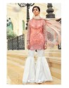 Peach Cambric Cotton Embroidered Suit