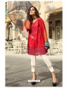 Red Cambric Cotton Embroidered Suit