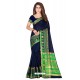 Navy Blue Cotton Silk Jacquard Border Saree