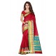 Crimson Cotton Silk Jacquard Border Saree