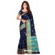 Navy Blue Cotton Silk Jacquard Saree