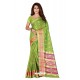 Parrot Green Cotton Silk Jacquard Saree