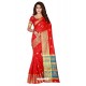 Red Cotton Silk Jacquard Saree