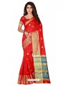 Red Cotton Silk Jacquard Saree