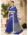 Dark Blue Cotton Silk Party Wear Saree