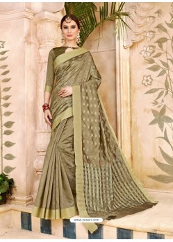 Taupe Cotton Silk Party Wear Saree