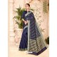 Dark Blue Cotton Silk Party Wear Saree