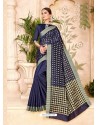 Dark Blue Cotton Silk Party Wear Saree