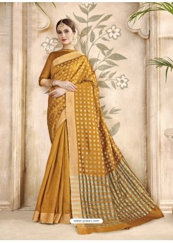 Mustard Cotton Silk Party Wear Saree