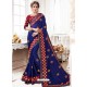 Dark Blue Georgette Embroidered Saree