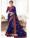 Dark Blue Georgette Embroidered Saree