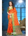 Orange Patola Jacquard Silk Saree