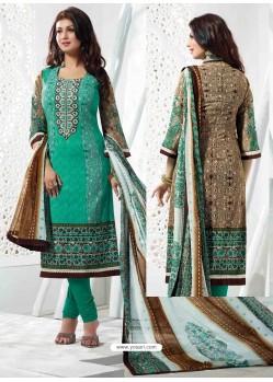 Ayesha Takia Green Cotton Churidar Salwar Suits