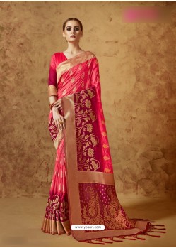 Fuchsia Banarasi Silk Weaving Saree