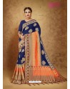 Navy Blue Banarasi Silk Weaving Saree