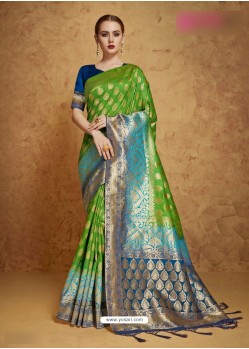 Green Banarasi Silk Weaving Saree