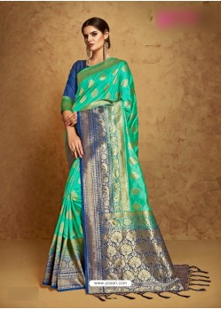 Aqua Mint Banarasi Silk Weaving Saree
