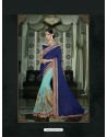 Turquoise Georgette Embroidered Saree