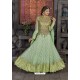 Sea Green Silk Jacquard Embroidered Floor Length Suit