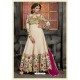 Off White Net Embroidered Floor Length Suit