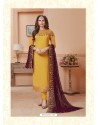 Yellow Georgette Embroidered Suit