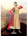 Peach Georgette Embroidered Anarkali Suit