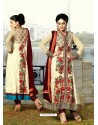 Off White Georgette Embroidered Anarkali Suit